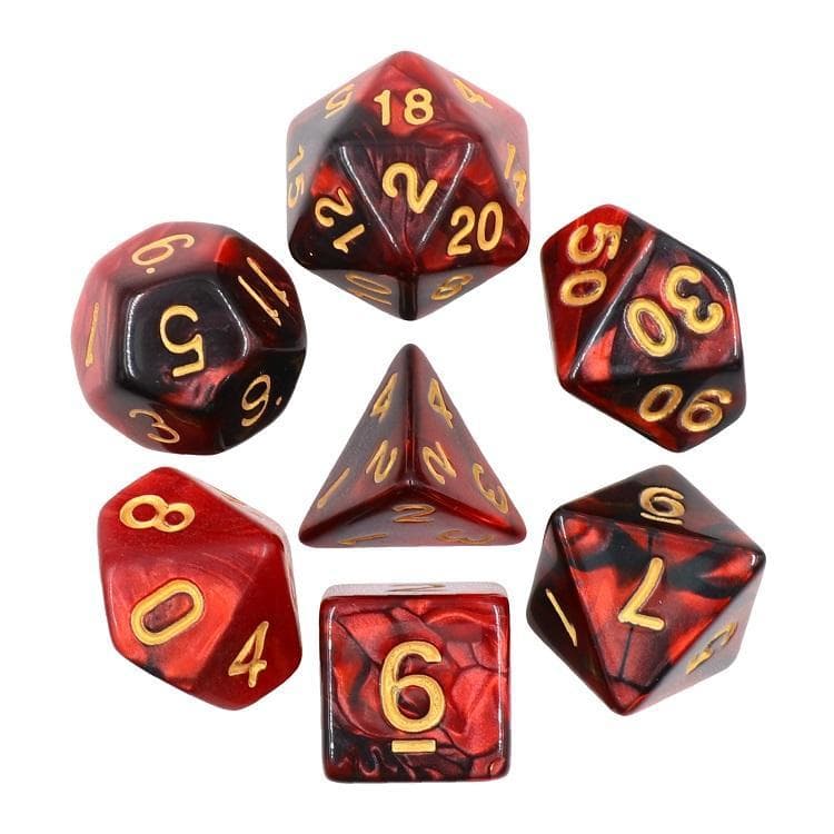 RPG Dice - Metallic Blend Black Red - Set of 7