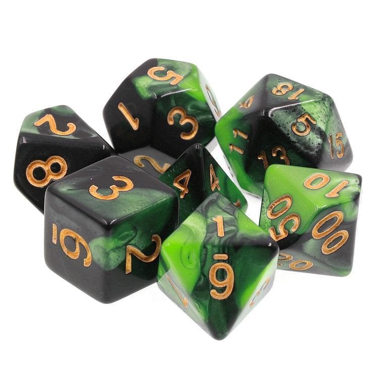 RPG Dice | "Lilypad" Green Blend | Set of 7