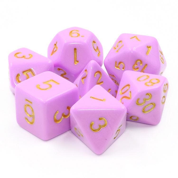 Polyhedral Dice Set | Acrylic | Pastel Cerise | Set of 7 (D0035)