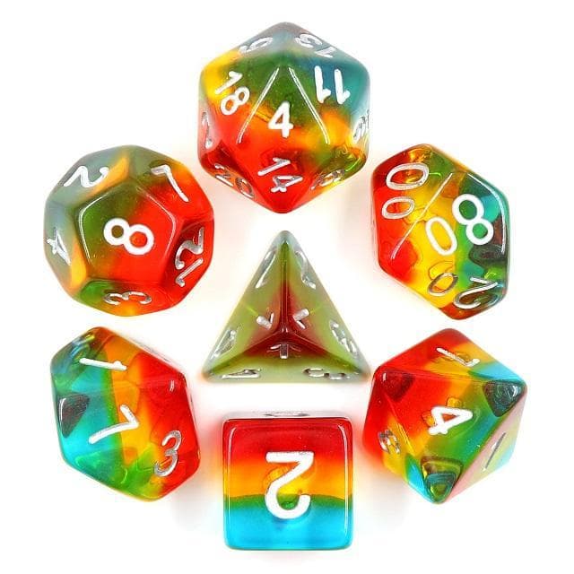 Polyhedral Dice Set | Acrylic | "Sunset Dusk" | Set of 7 (D0151)