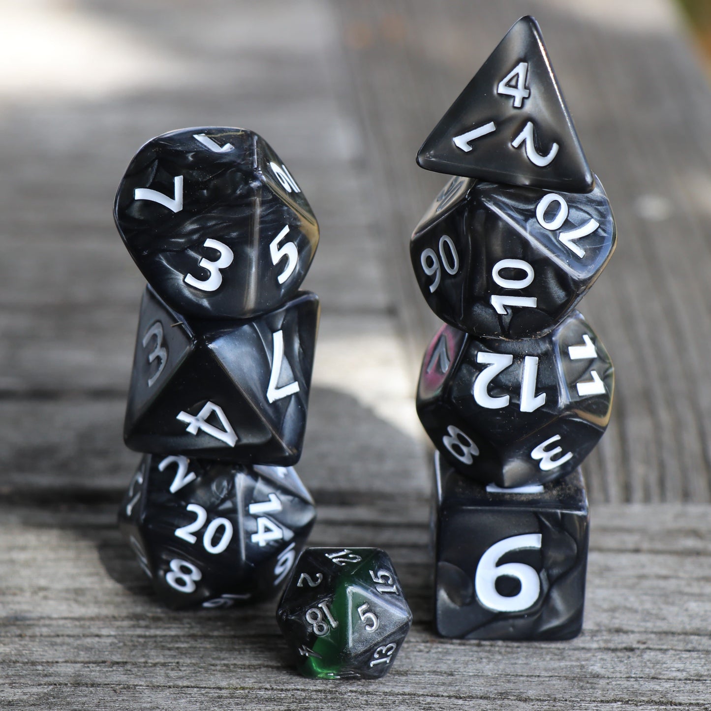 Large Polyhedral Dice Set | GIANT Pearl - Black | Set of 7 (D1009)