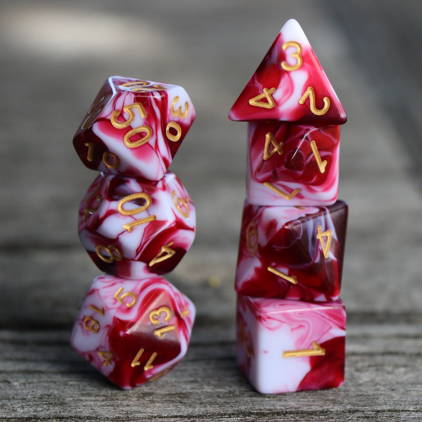Polyhedral Dice Set | Acrylic | "Berries & Cream" | Set of 7 (D0261)