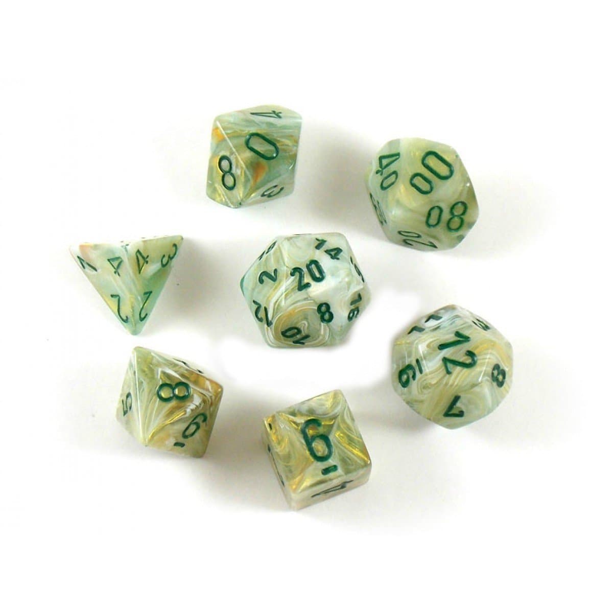 Chessex | Polyhedral Dice Set | Acrylic | Marble Green/dark green (CHX 27409)