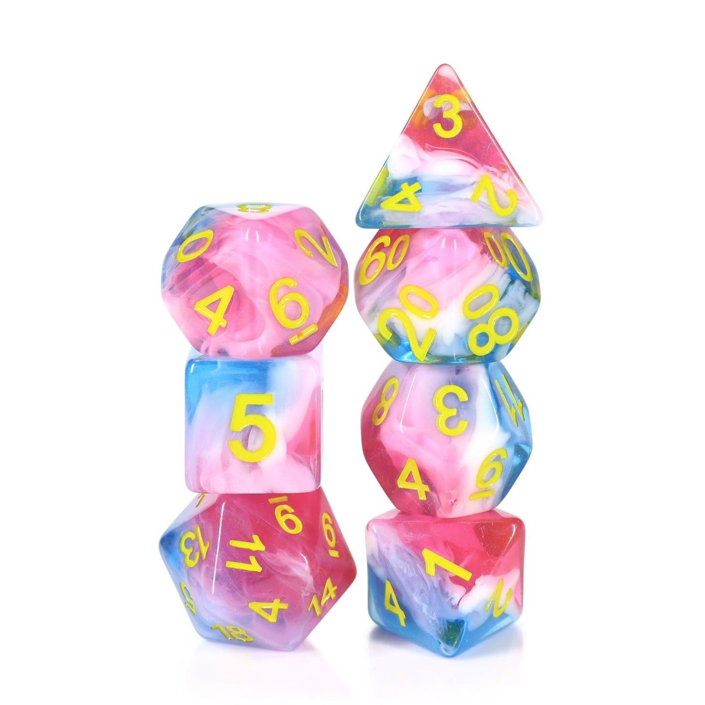 RPG Dice | "Glacier Rose" | Set of 7