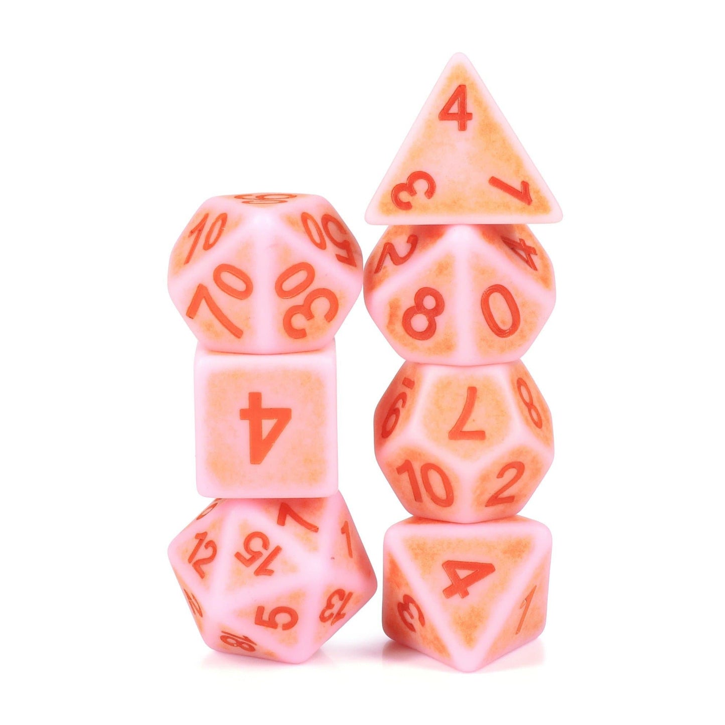 Polyhedral Dice Set | Acrylic | "Synthwave Blush" | Set of 7 (D0138)