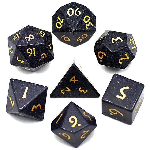 Glass Dice | Blue Goldstone | Set of 7