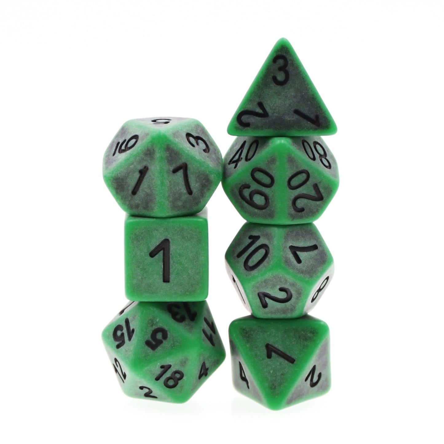 Polyhedral Dice Set | Acrylic | "Ancient Green" | Set of 7 (D0080)