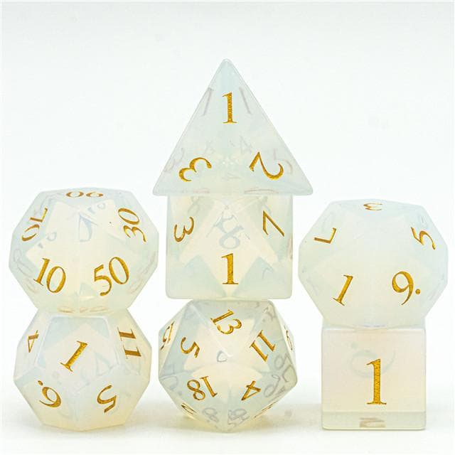 Polyhedral Dice Set | Glass | "Opalite Shine" | Set of 7 (D0217)