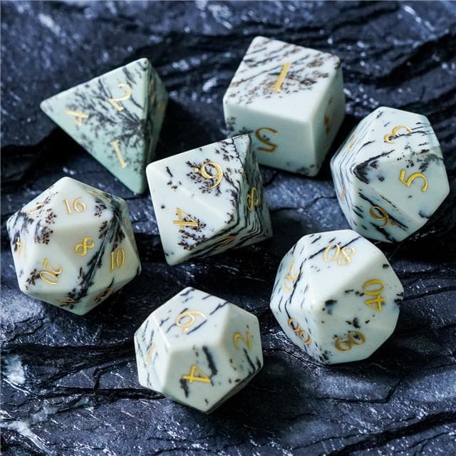 Gemstone Dice | Picture Jasper | Set of 7