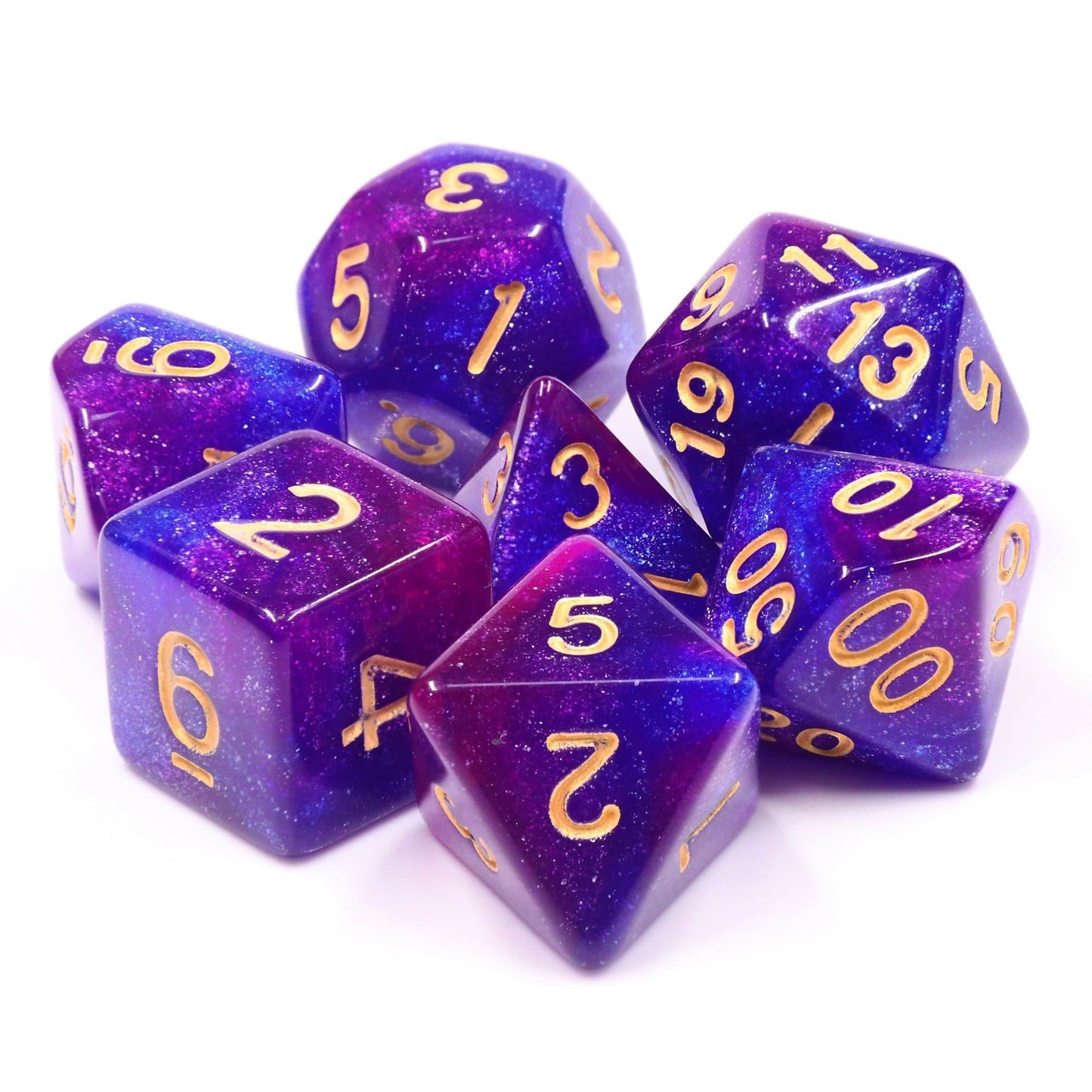 RPG Dice | "1001 Nights" Gold Ink | Set of 7