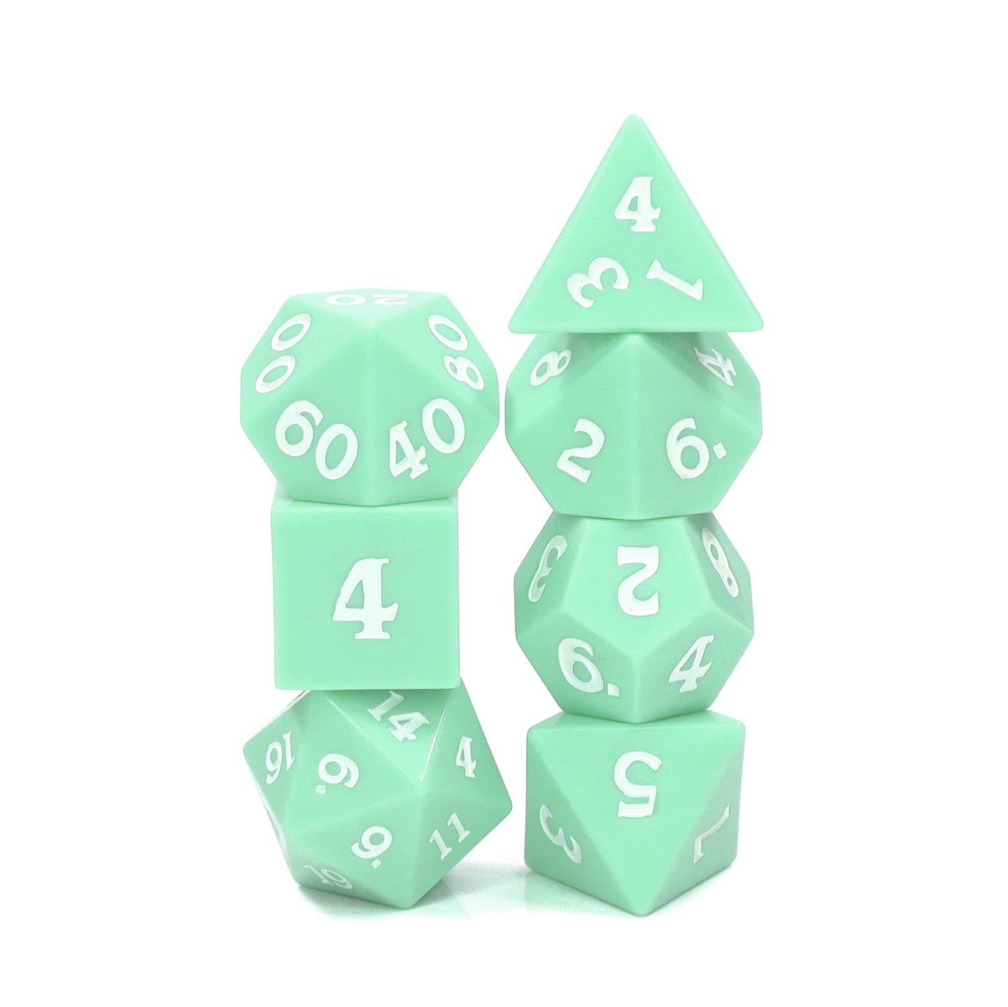 RPG Dice | Pastel Mint (Sharp Edged) | Set of 7