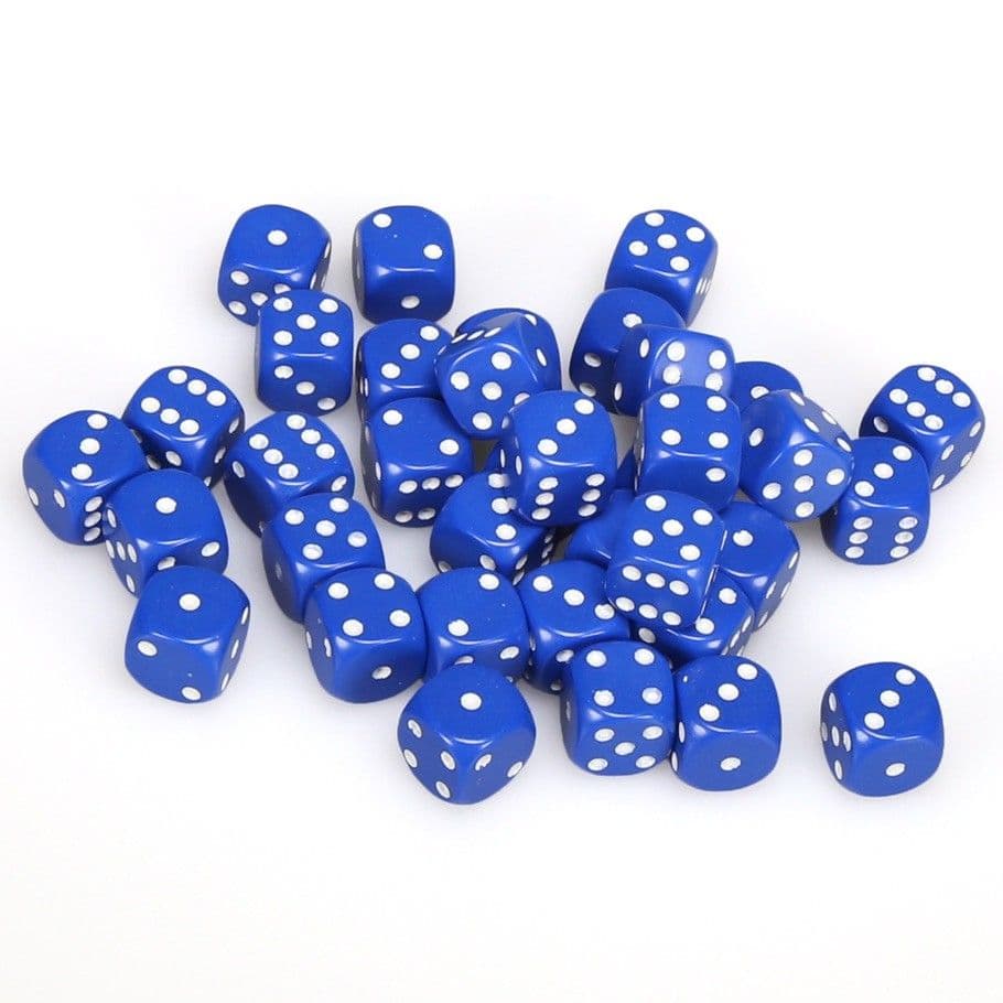 Chessex | d6 Dice Block | Acrylic | Opaque Blue/white 12mm d6 (36 Dice) (CHX 25806)