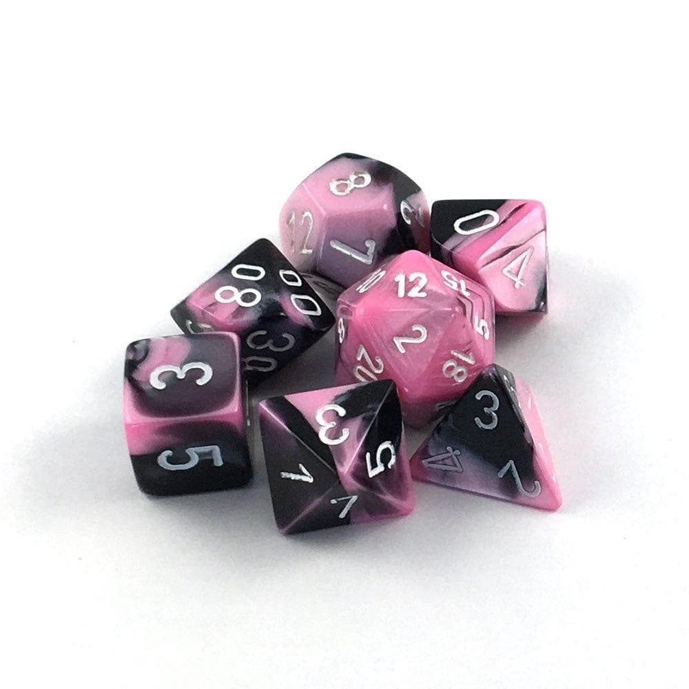 Chessex | Polyhedral Dice Set | Acrylic | Gemini Black-Pink/white (CHX 26430)