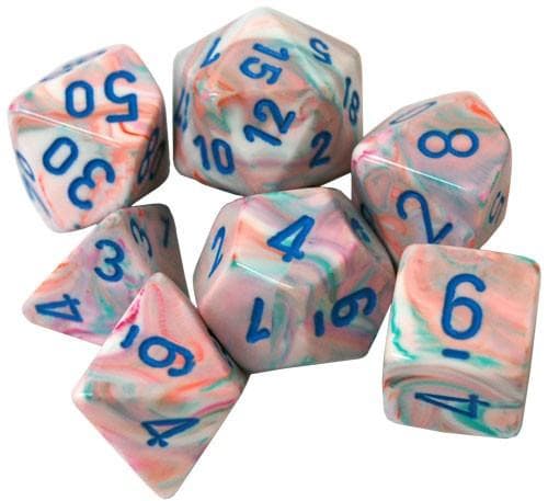 Chessex | Polyhedral Dice Set | Acrylic | Festive Pop Art/blue (CHX 27544)