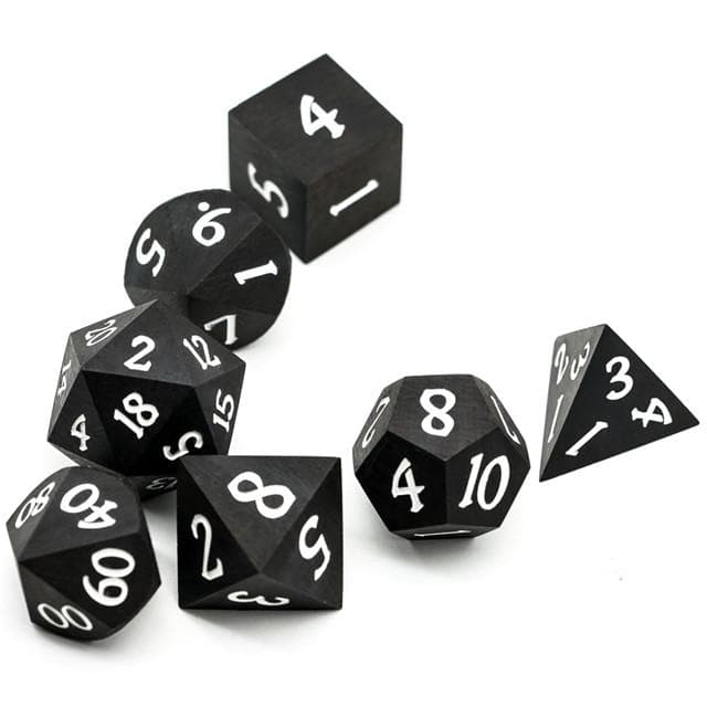 RPG Dice Set | Wooden Dice | Ebony | Set of 7