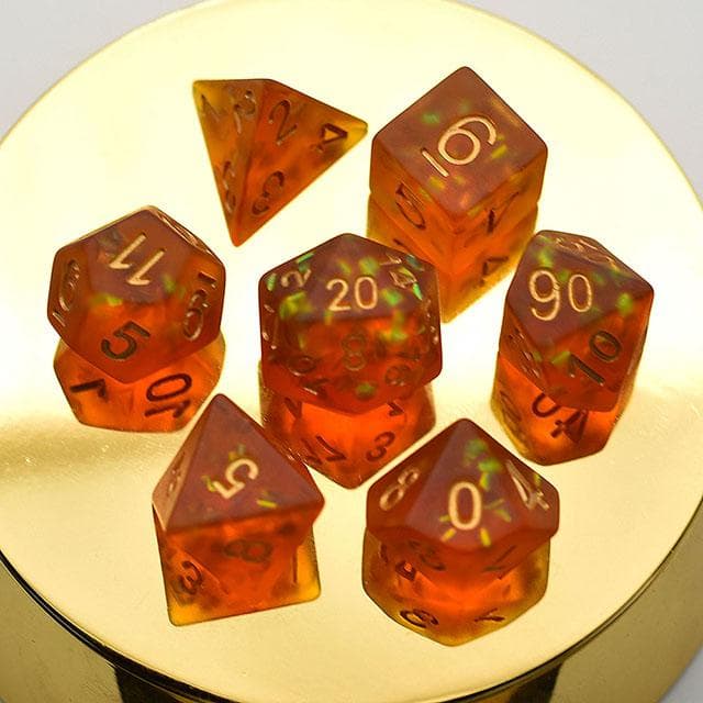RPG Dice - Orange "Frosted Shimmer" - Set of 7