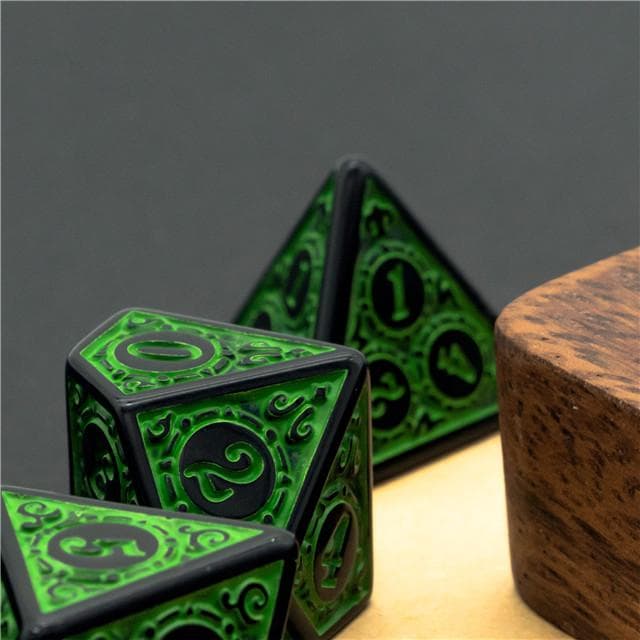 RPG Dice | "Green Alchemy" | Set of 7
