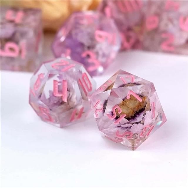 RPG Dice | "Suspended Daisy" (Sharp Edged) | Set of 7