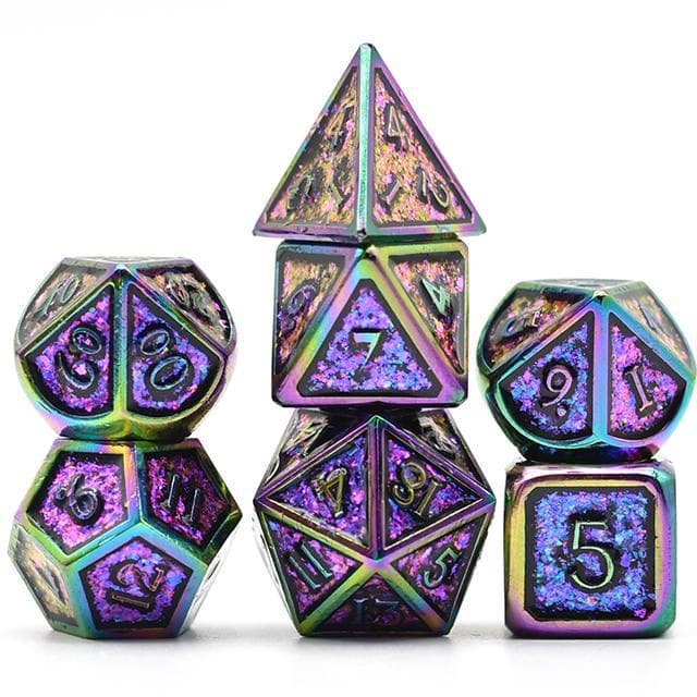 Metal Dice - Iridescent Pink - Set of 7