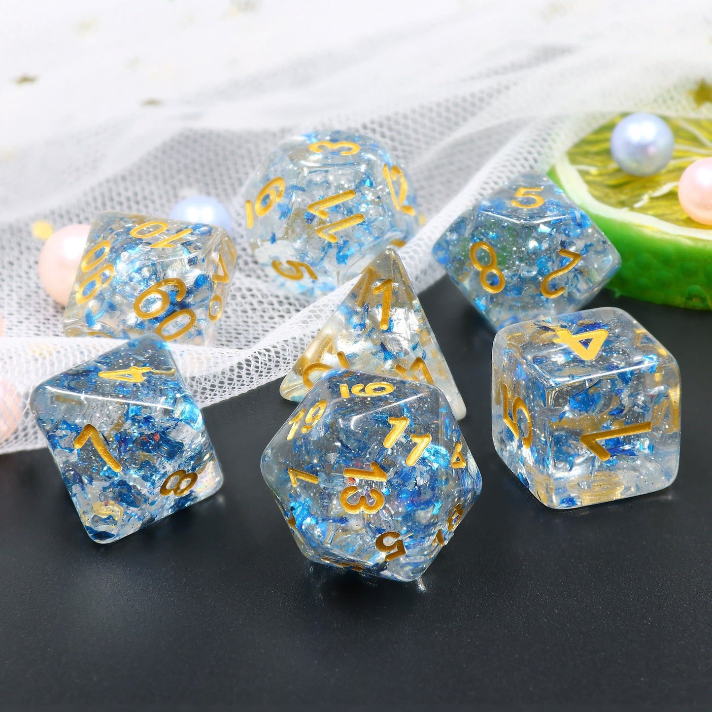RPG Dice | "Sapphire Shards" | Set of 7