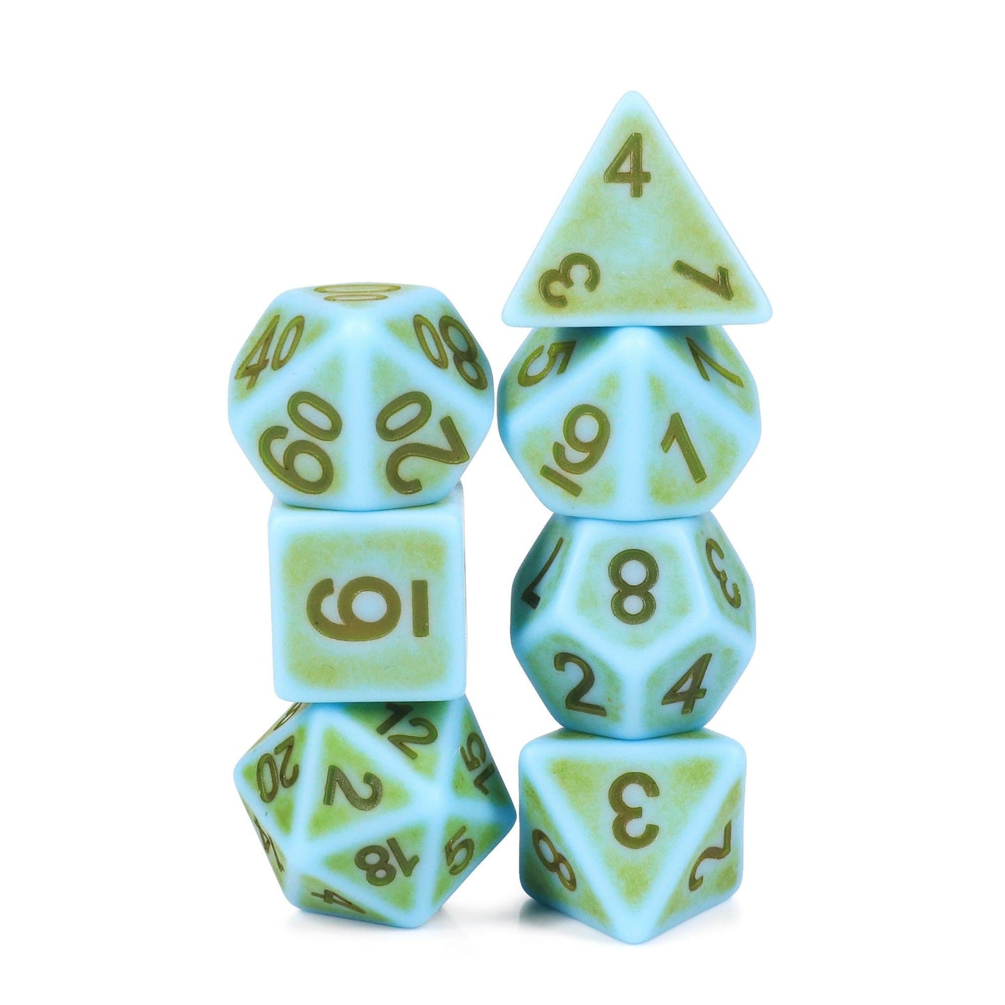 RPG Dice | "Synthwave Moss" | Set of 7