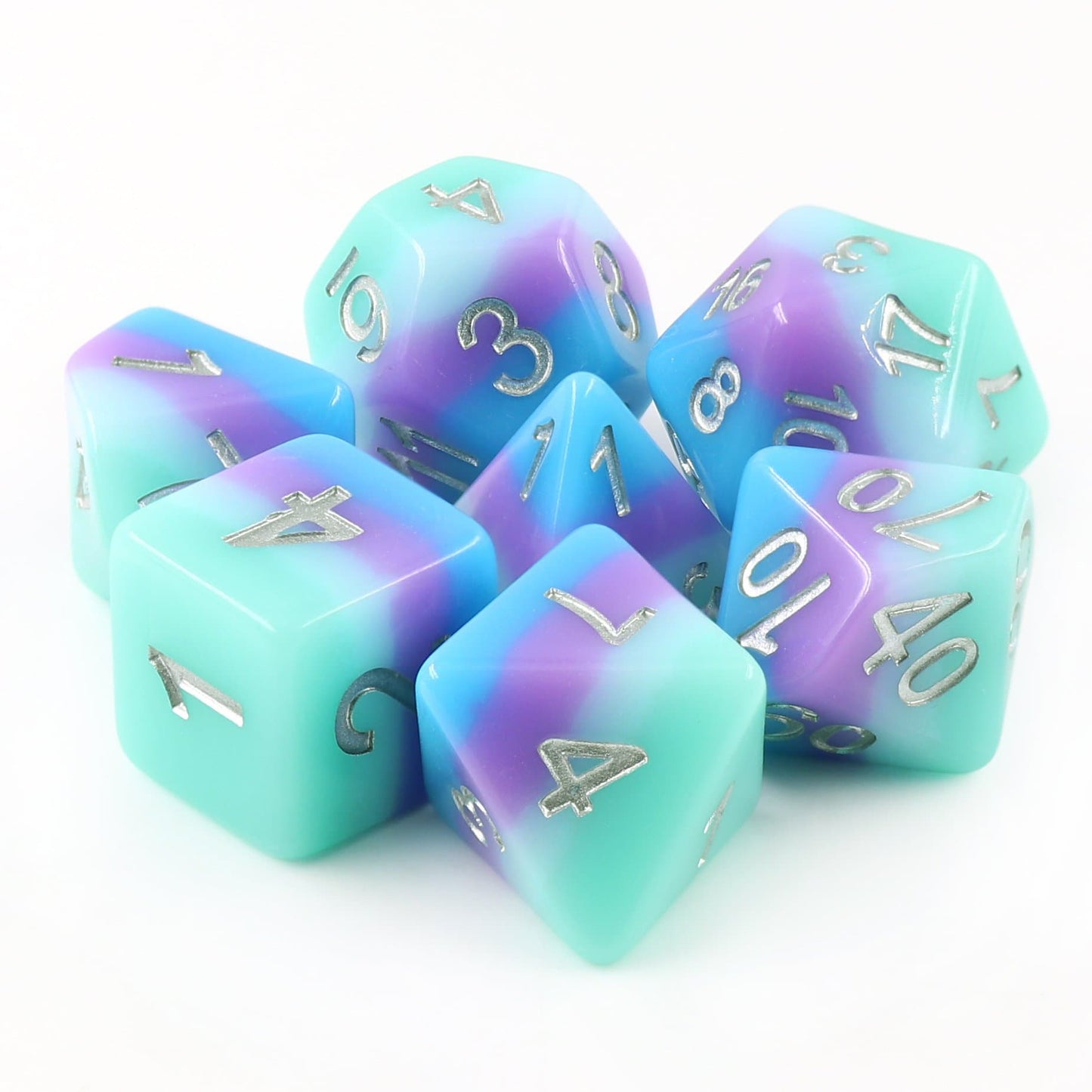 Polyhedral Dice Set | Acrylic | Pastel Candy "Rainbow Dash" | Set of 7 (D0131)