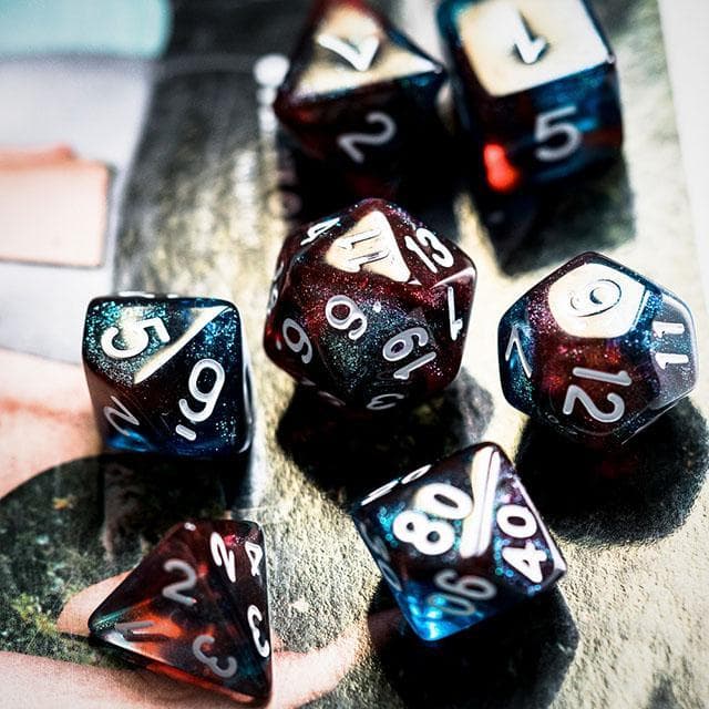 RPG Dice | "Ice and Fire" | Set of 7