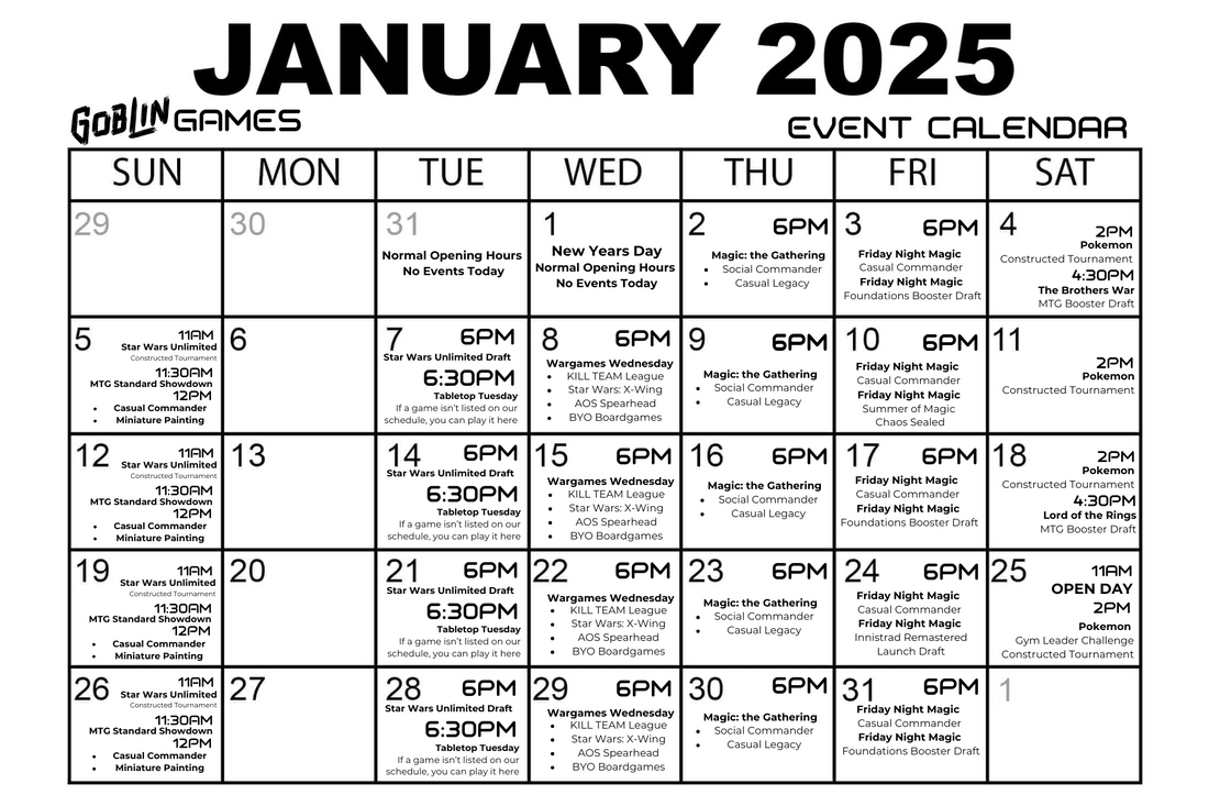 Event Calendar - January 2025