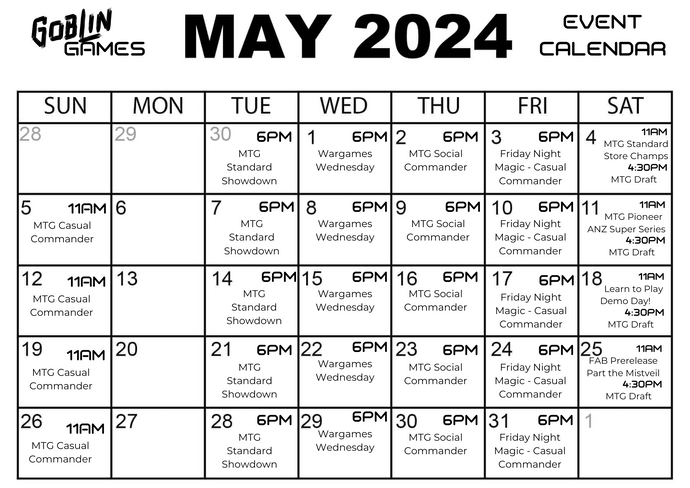 Event Calendar - May 2024