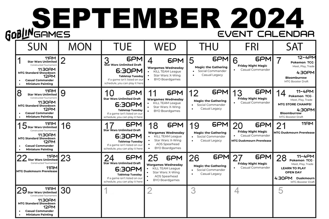 Event Calendar - September 2024