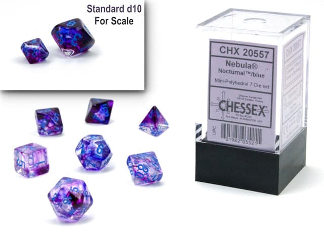 Chessex | Mini-hedral Dice Set | Acrylic | Nebula Nocturnal/blue (CHX 20557)