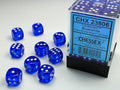 Chessex | d6 Dice Block | Acrylic | Translucent Blue/white 12mm d6 (36 Dice) (CHX 23806)