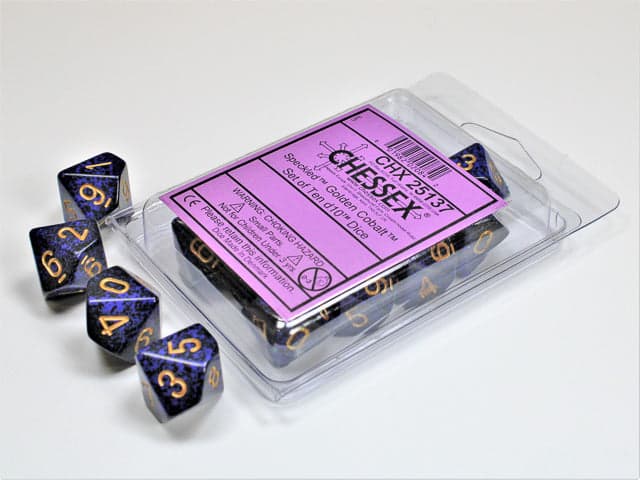 Chessex | d10 Set | Acrylic | Speckled Golden Cobalt (10) (CHX 25137)