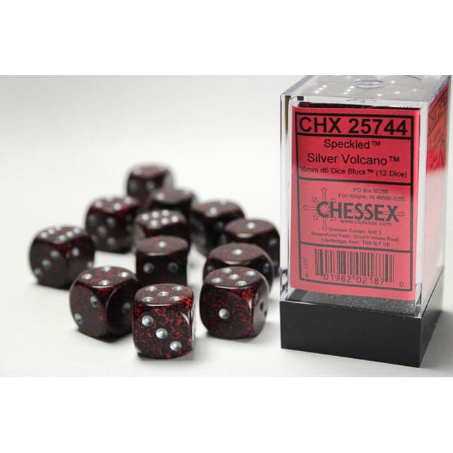 Chessex | d6 Dice Block | Acrylic | Speckled Silver Volcano 16mm d6 (12 dice) (CHX 25744)