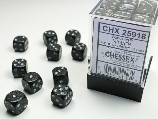 Chessex | 12mm D6 Dice Block | Speckled | Ninja (CHX25918)