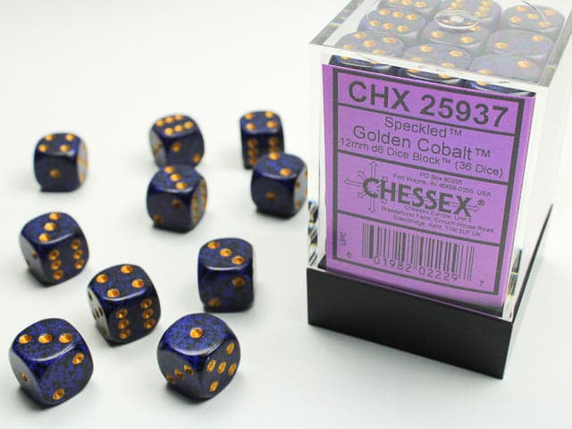 Chessex | 12mm D6 Dice Block | Speckled | Golden Cobalt (CHX25937)