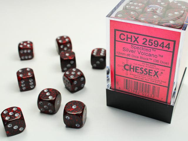 Chessex | 12mm D6 Dice Block | Speckled | Silver Volcano (CHX25944)