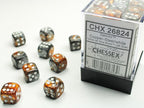 Chessex | d6 Dice Block | Acrylic | Gemini Copper-Steel/white 12mm d6 (36 Dice) (CHX 26824)