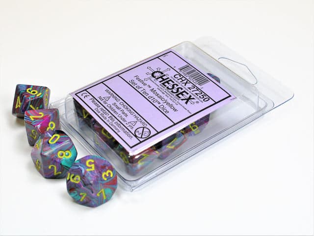 Chessex | d10 Set | Acrylic | Festive Mosaic/yellow (10) (CHX 27250)