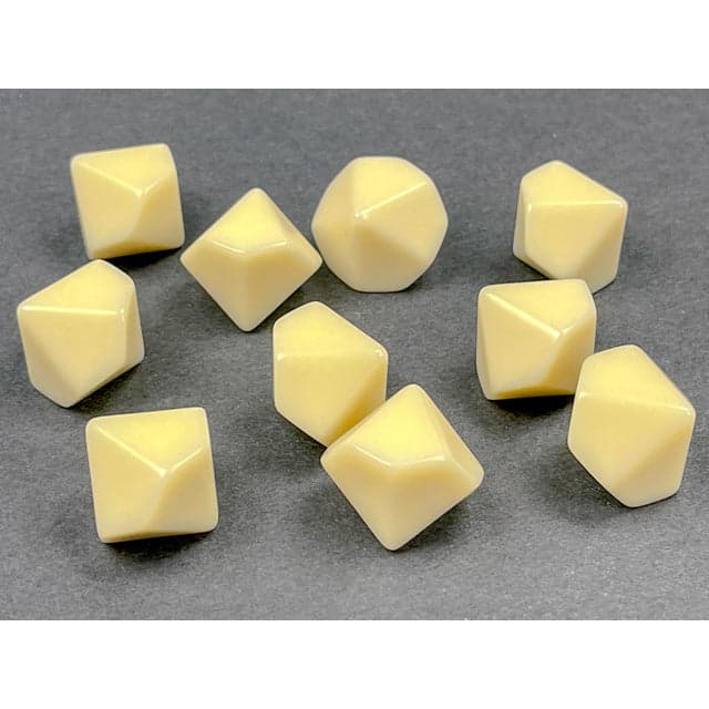 Chessex | Bag of 10 Blank Dice | Acrylic | Opaque Ivory d10 Dice (10) (CHX 29044)