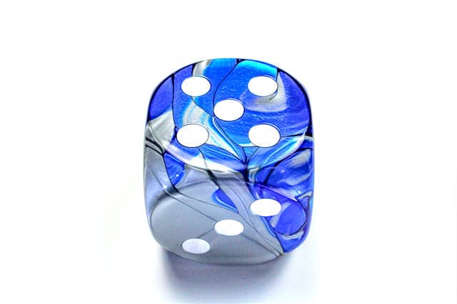 Chessex | 50mm d6 | Acrylic | Gemini Blue-Steel/white (CHX DG5023)
