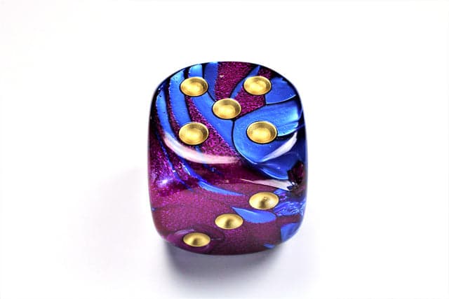 Chessex | 50mm d6 | Acrylic | Gemini Blue-Purple/gold (CHX DG5028)
