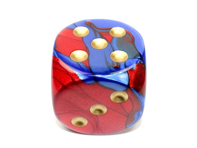Chessex | 50mm d6 | Acrylic | Gemini Blue-Red/gold (CHX DG5029)