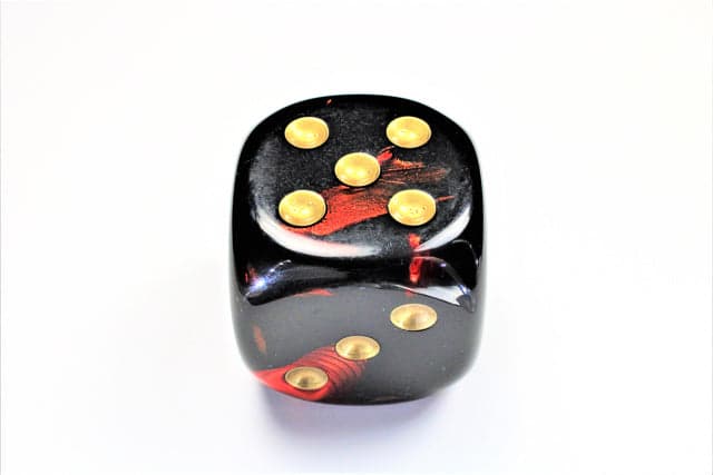 Chessex | 50mm d6 | Acrylic | Gemini Black-Red/gold (CHX DG5033)