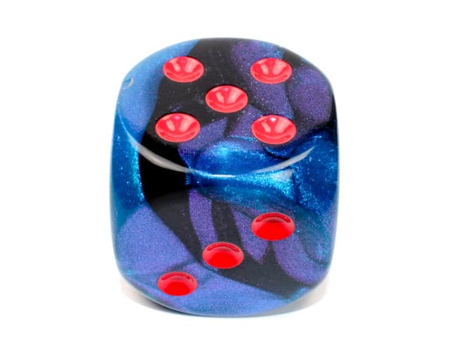 Chessex | 50mm d6 | Acrylic | Gemini Black-Starlight/red (CHX DG5058)