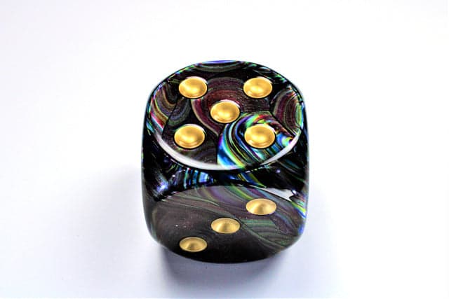 Chessex | 50mm d6 | Acrylic | Lustrous Shadow/gold (CHX DL5099)