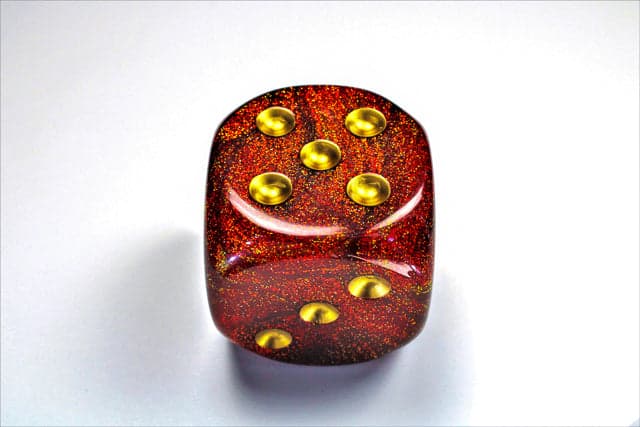 Chessex | 50mm d6 | Acrylic | Glitter Ruby/gold (CHX DR5004)