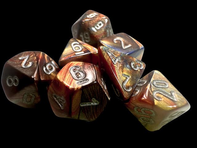 Chessex | Mini-hedral Dice Set | Acrylic | Lustrous Gold/silver (CHX 20493)