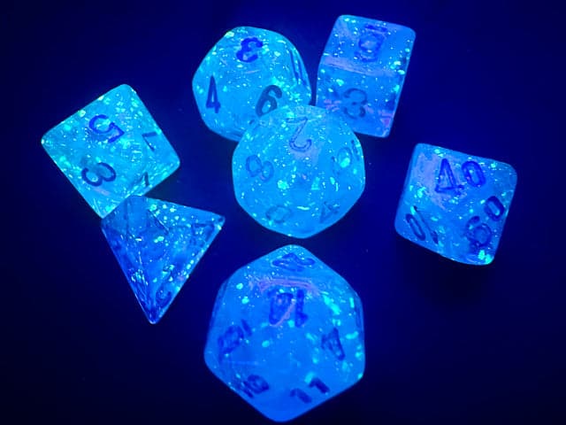 Chessex | Mini-hedral Dice Set | Acrylic | Luminary Sky/silver (CHX 20566)