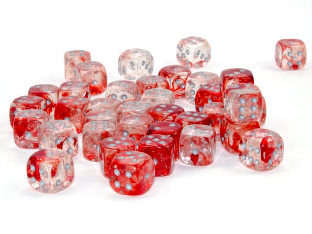 Chessex | d6 Dice Block | Acrylic | Nebula Red/silver 12mm d6 (36 Dice) (CHX 27954)